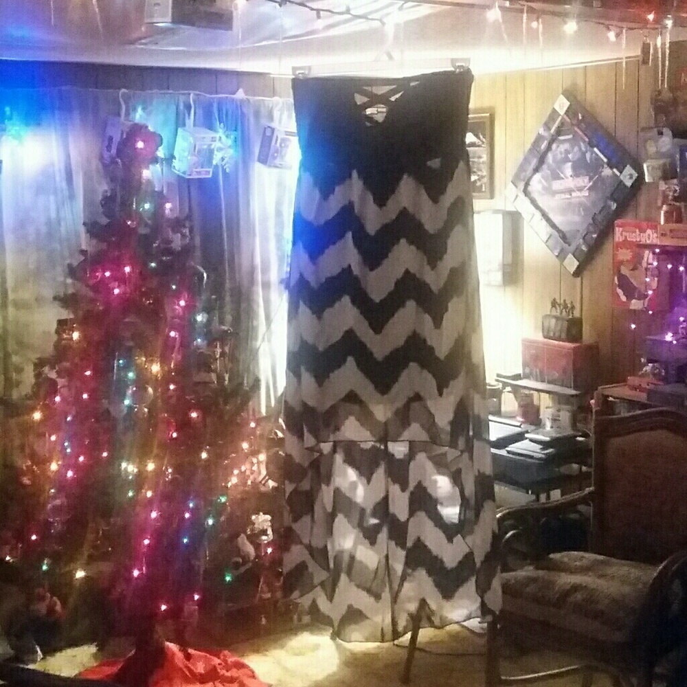 *SALE* High Low Strapless Maxi Dress Black & White